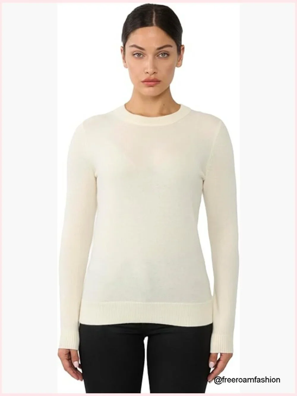 100% Pure Cashmere Crew Neck Sweater Long Sleeve Pullover Tight Knit Soft Hand